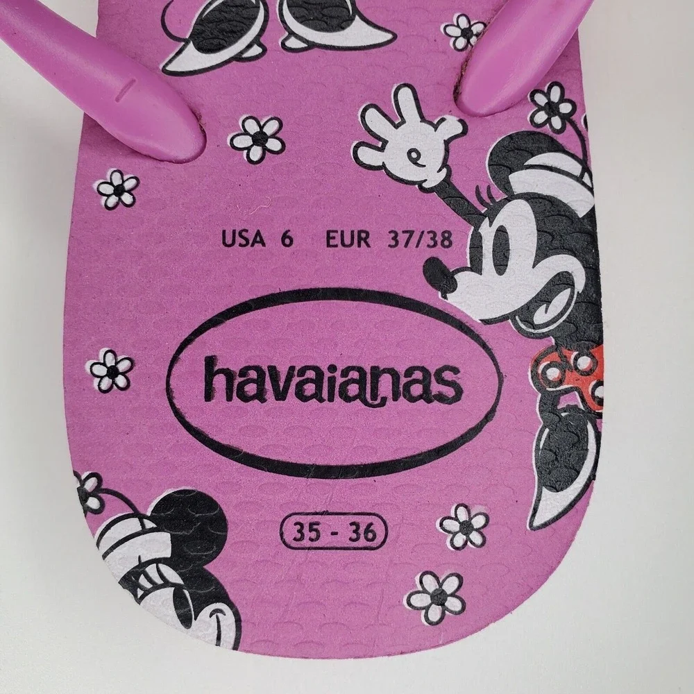 Havaianas Slim Disney Minnie Mouse Flip Flops Ice Pink Womens Size‎ 6 EUR 37/38